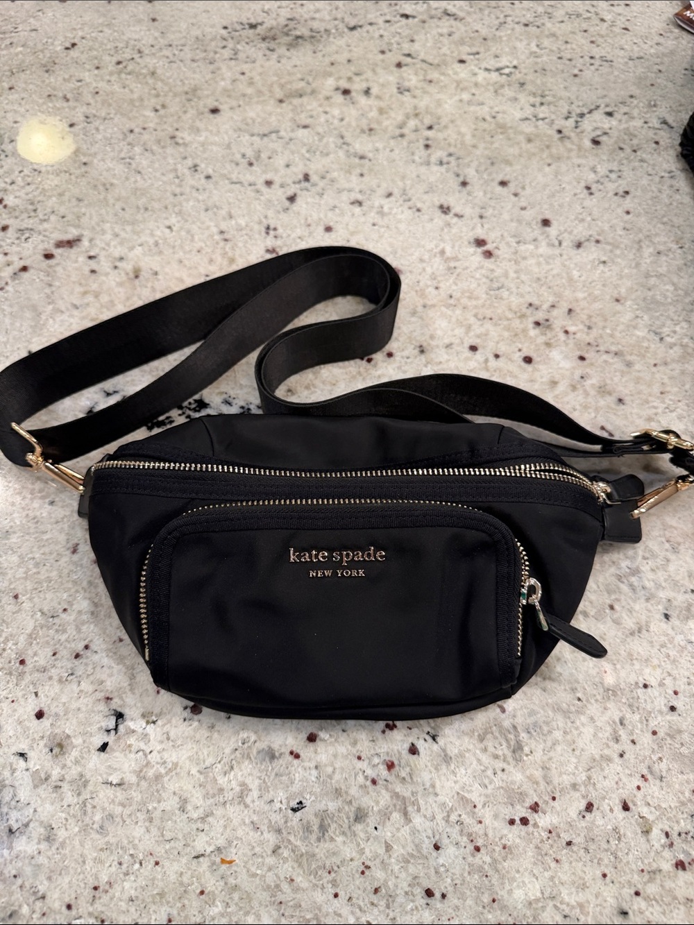 kate spade Black Nylon Crossbody Belt Bag with Gold Hardware
